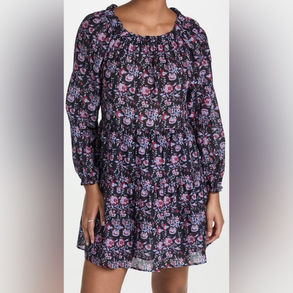 XiRENA Black and Pink Floral Long Sleeve Dress